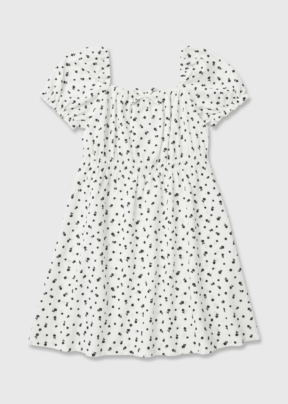 Girls White Mono Floral Crinkle Dress (7-13yrs) - 7 Yrs Image 1