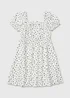 Girls White Mono Floral Crinkle Dress (7-13yrs) - 7 Yrs Image 1