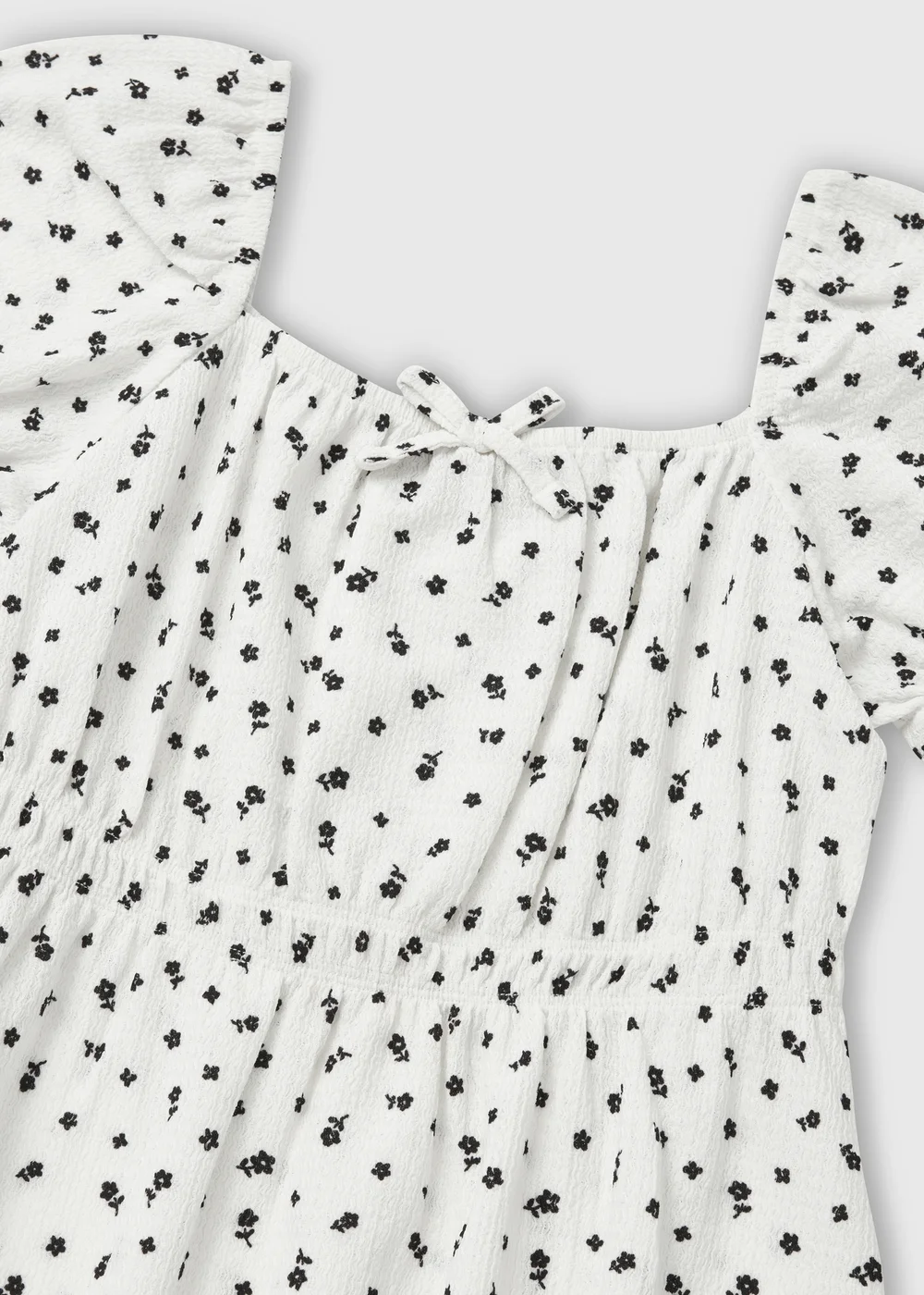 Girls White Mono Floral Crinkle Dress (7-13yrs) - 7 Yrs Image 2