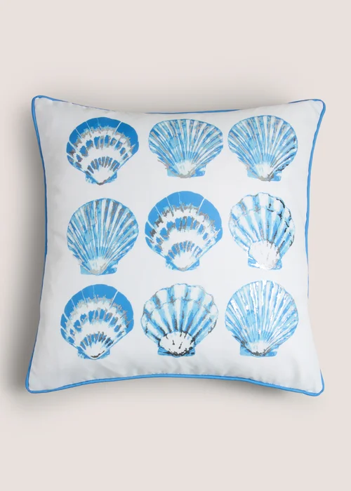 Outdoor Blue Foil Shell Print Cushion (43cm x 43cm) Image 1