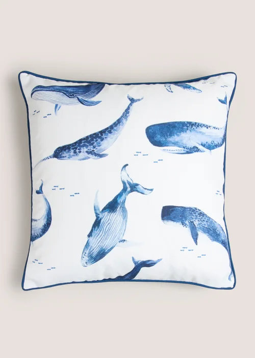 Outdoor Blue Whale Cushion (43cm x 43cm) Image 1