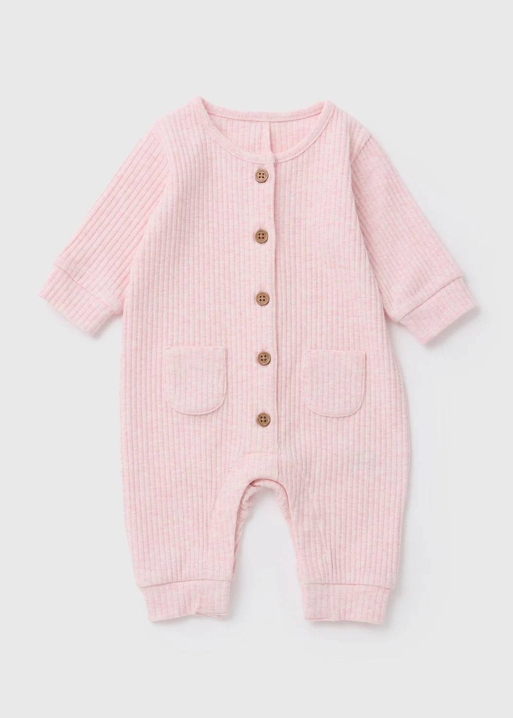 Baby Pink Ribbed Romper (Newborn-23mths) - 0-3 months Image 1