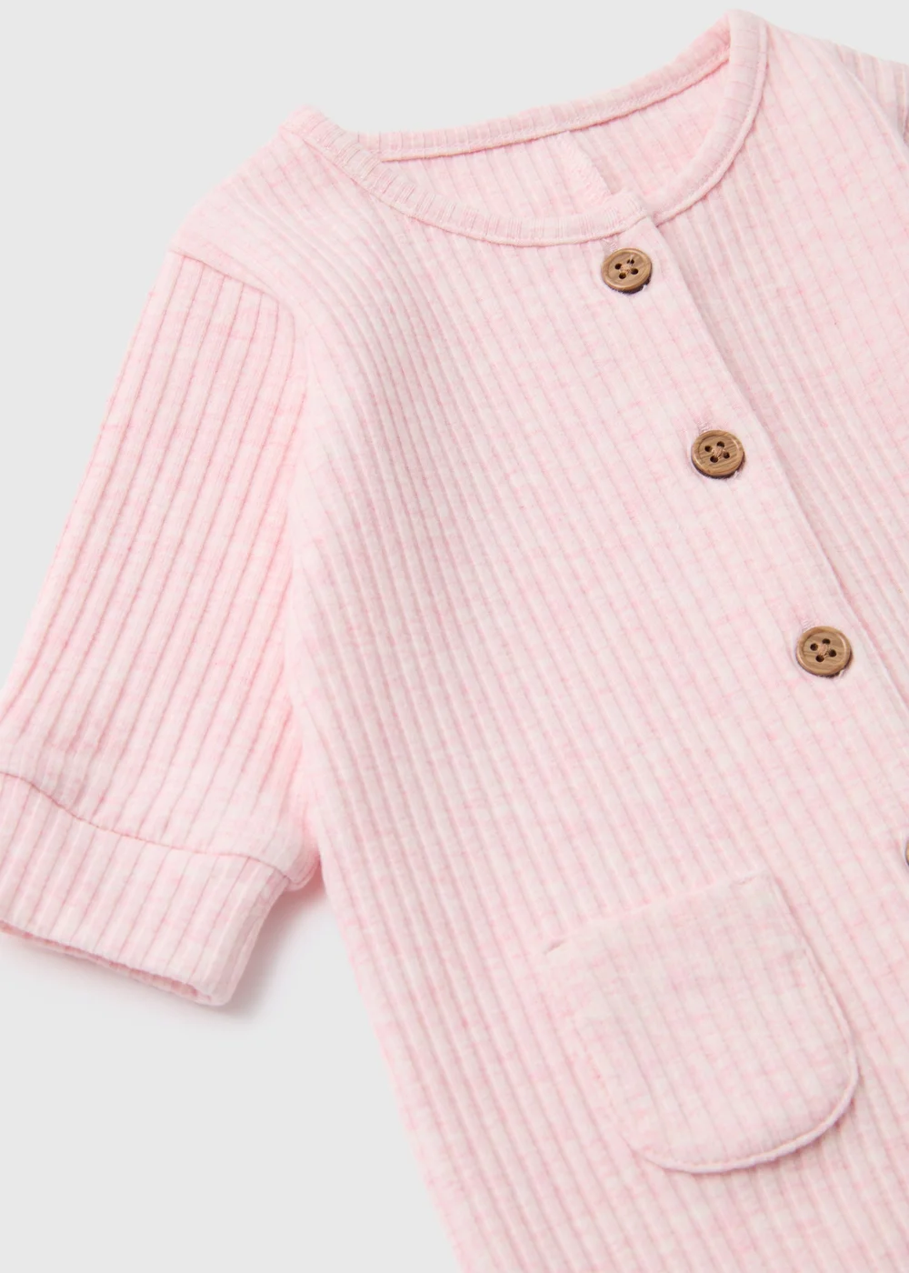 Baby Pink Ribbed Romper (Newborn-23mths) - 0-3 months Image 2