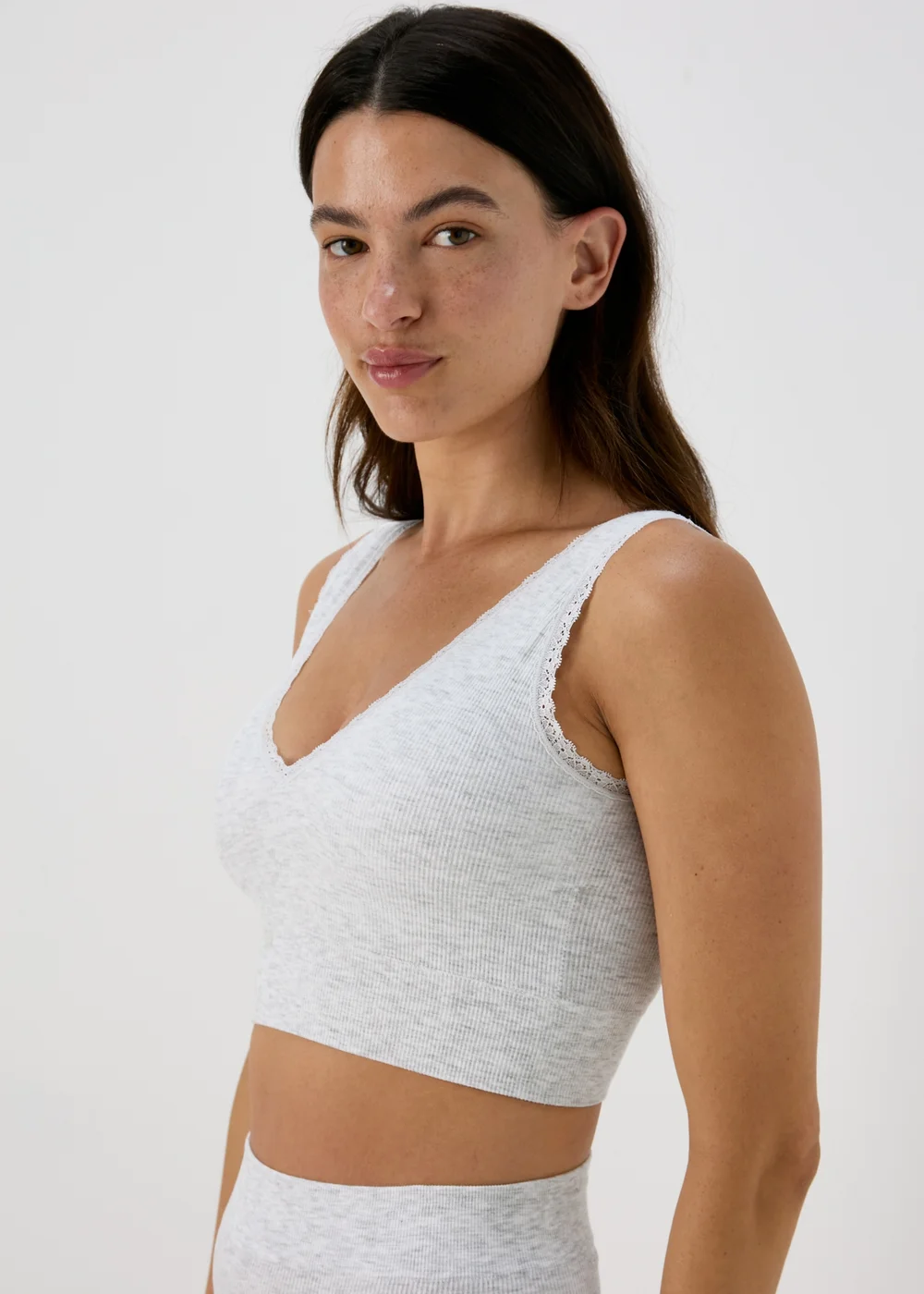 2 Pack Seamless Grey & White Padded Crop Top Bra - S Image 4