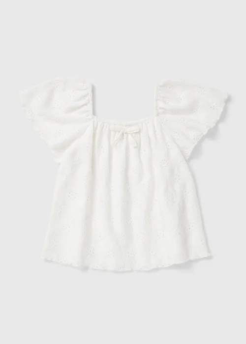 Girls White Broderie Frill Blouse (1-7yrs) - 2-3 Yrs Image 1