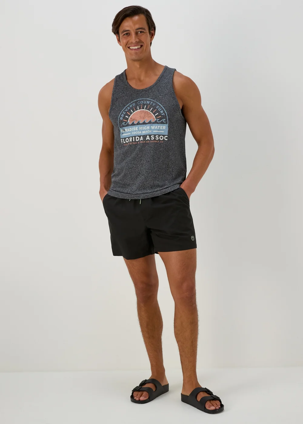 Black Embroidered Swim Shorts - S Image 3