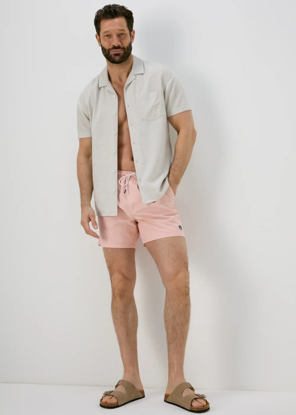 Pink Embroidered Swim Shorts - S Image 1