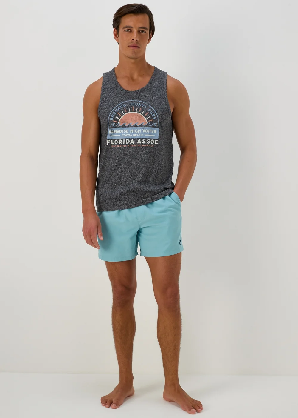 Aqua Embroidered Swim Shorts - Small Image 3