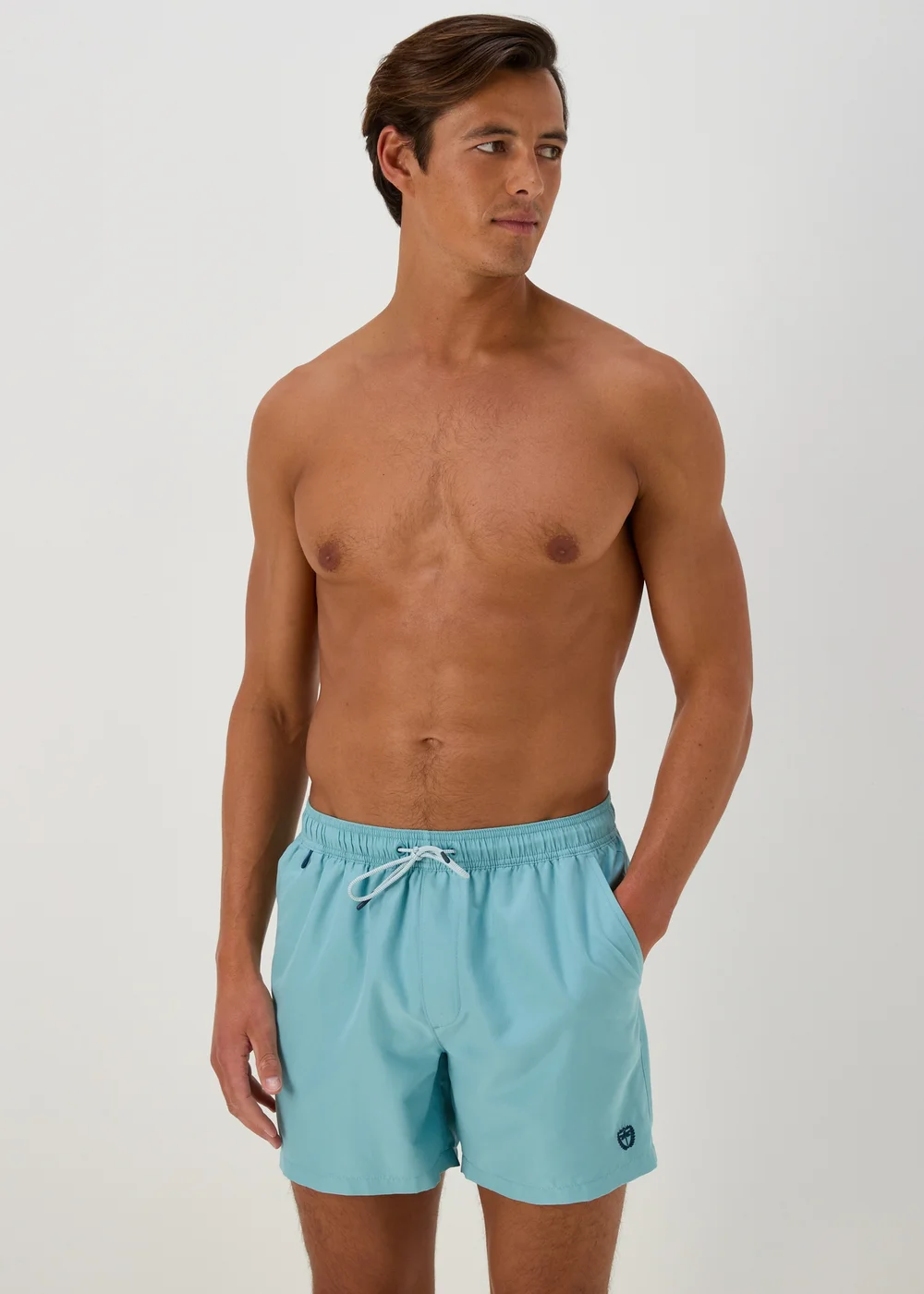 Aqua Embroidered Swim Shorts - Small Image 1