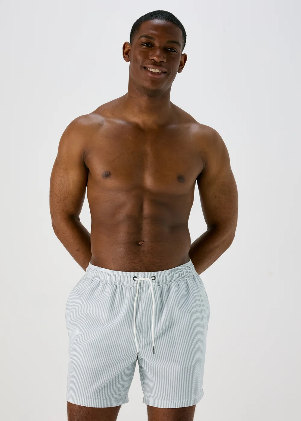 Sage Stripe Seersucker Swim Shorts - S Image 3