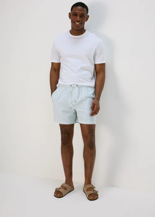 Sage Stripe Seersucker Swim Shorts - S Image 1