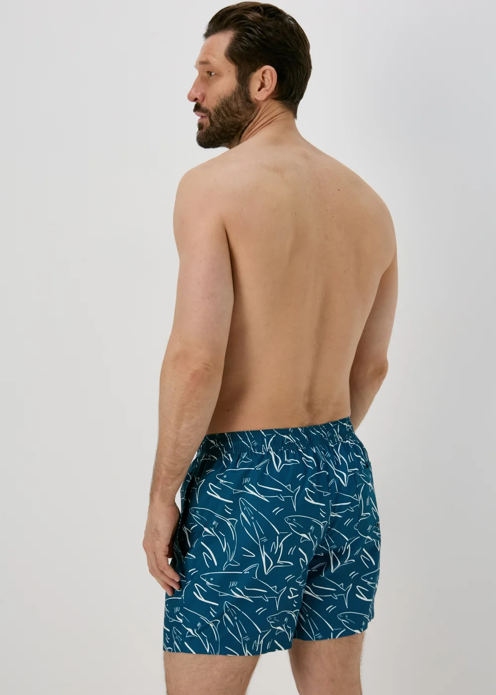 Navy Shark Print Swim Shorts - S Image 2