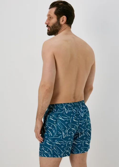 Navy Shark Print Swim Shorts - S Image 2
