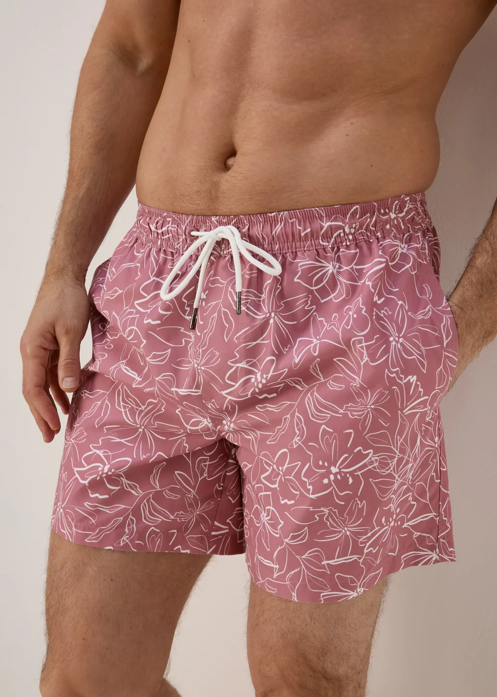 Pink Floral Print Swim Shorts - Small Image 3