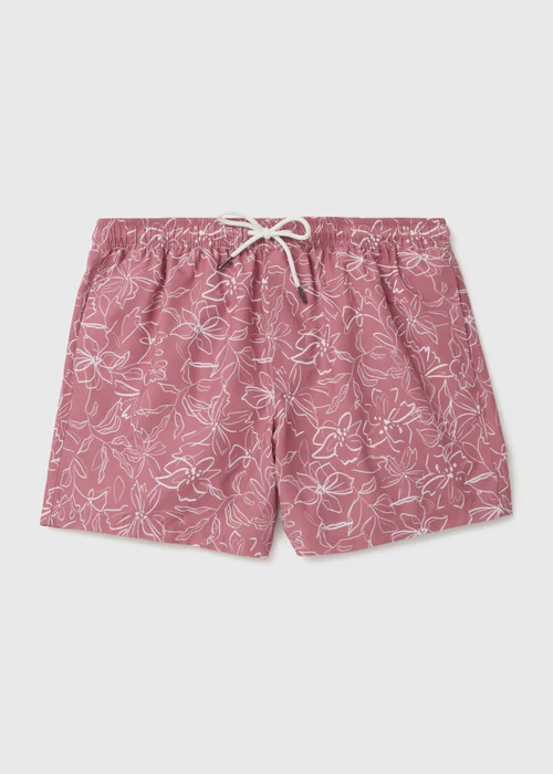Pink Floral Print Swim Shorts - Small Image 4