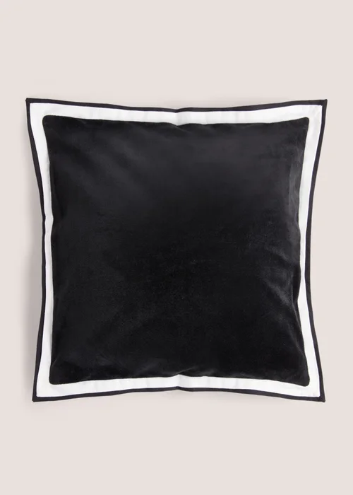 Black Contrast Edge Velvet Cushion Image 1