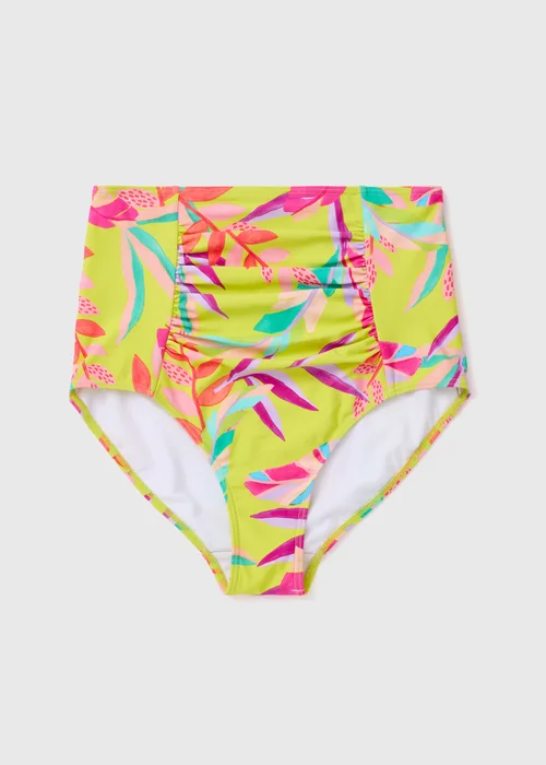 Multicolour Leaf Print Shapewear Bikini Bottoms - 10 Image 4