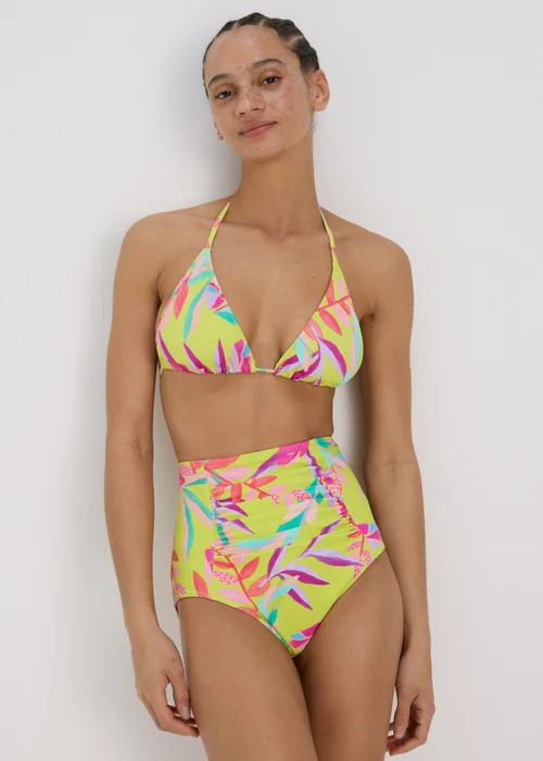 Multicolour Leaf Print Shapewear Bikini Bottoms - 10 Image 1