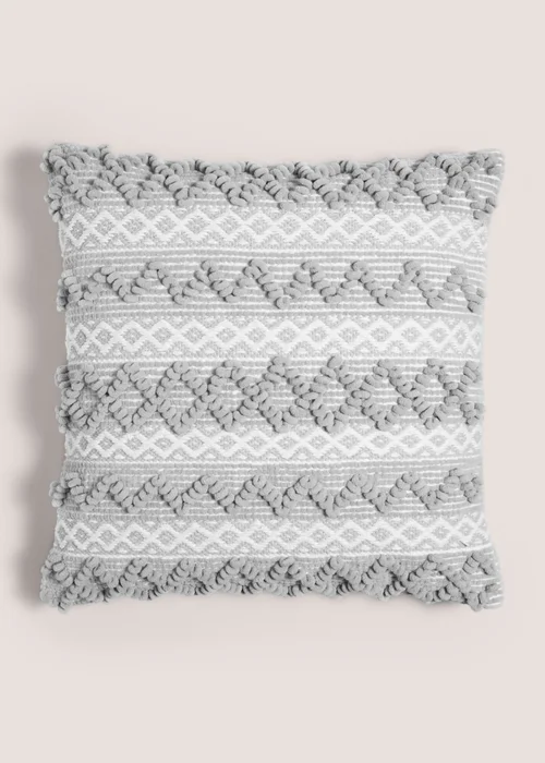 Grey Chenille Bobble XL Cushion (55cm x 55cm) Image 1