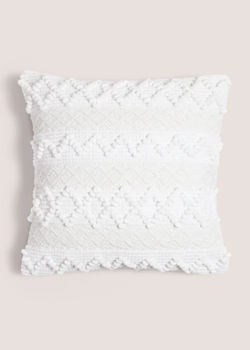 Cream Chenille Bobble Cushion (43cm x 43cm) Image 1