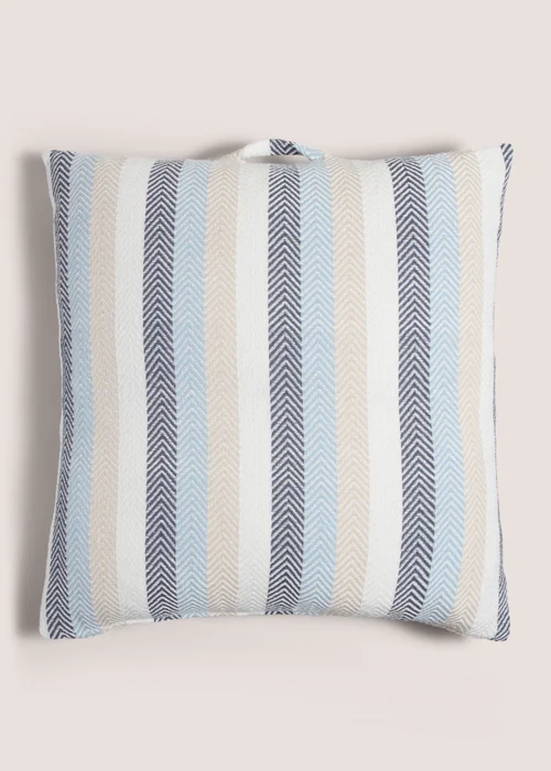 Indigo Stripe Woven Floor Cushion (70cm x 70cm) Image 1
