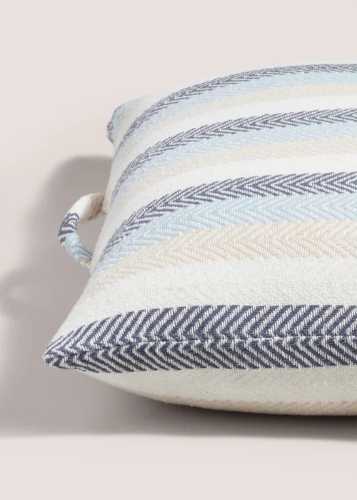 Indigo Stripe Woven Floor Cushion (70cm x 70cm) Image 2