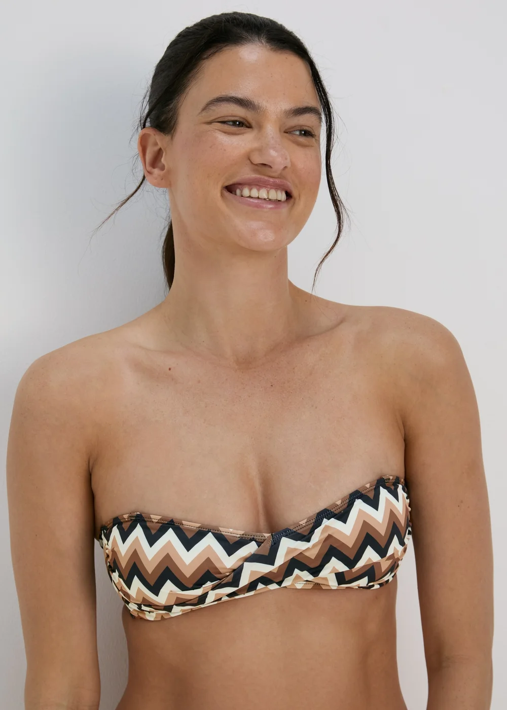 Mocha Chevron Twist Bikini Top - 6 Image 3