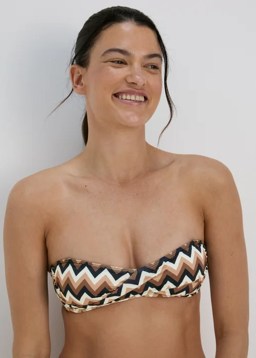 Mocha Chevron Twist Bikini Top - 6 Image 3