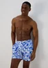 Blue Floral Print Swim Shorts - Small Image 1