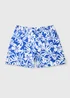 Blue Floral Print Swim Shorts - Small Image 4