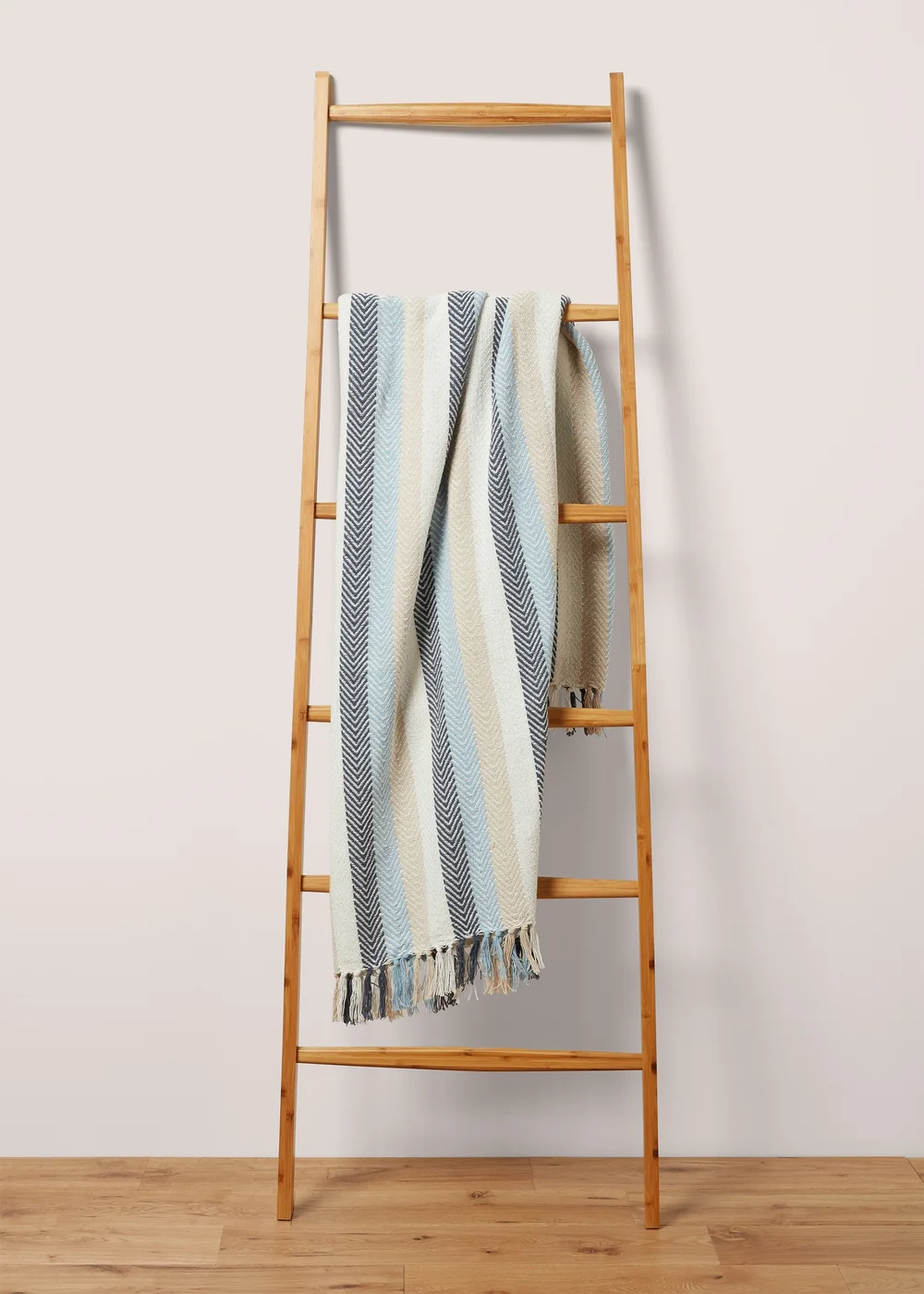 Indigo Woven Stripe Throw (125cm x 150cm) Image 1