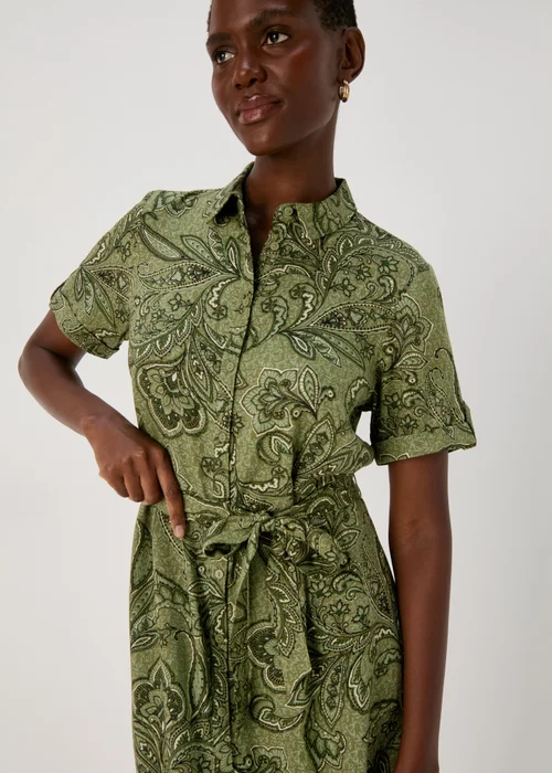Green Floral Viscose Shirt Dress - 8 Image 3