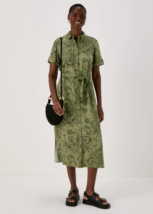 Green Floral Viscose Shirt Dress - 8 Image 4