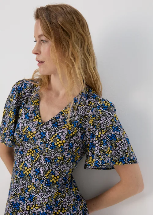 Multicolour Ditsy Viscose Midi Dress - 8 Image 3