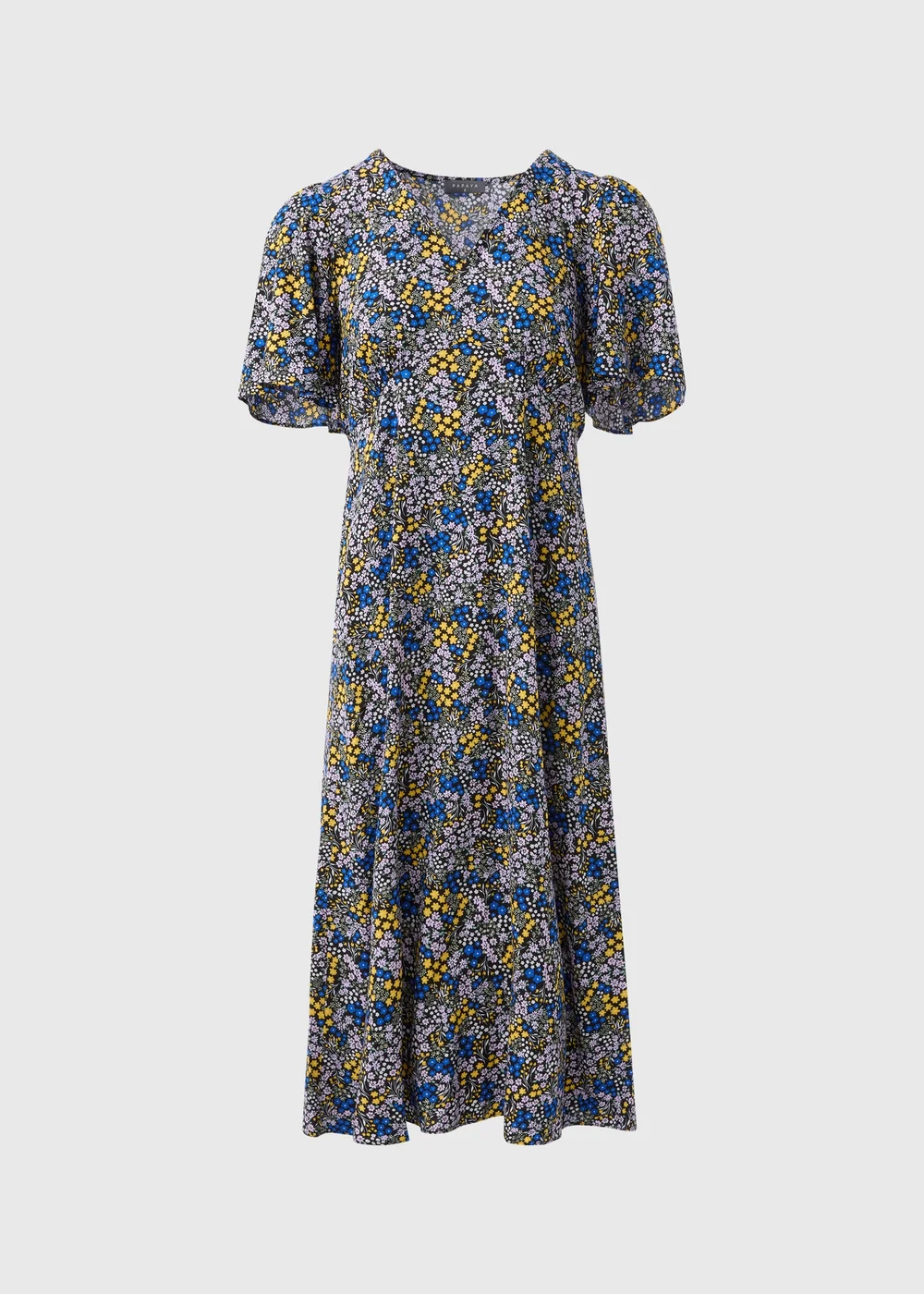 Multicolour Ditsy Viscose Midi Dress - 8 Image 5