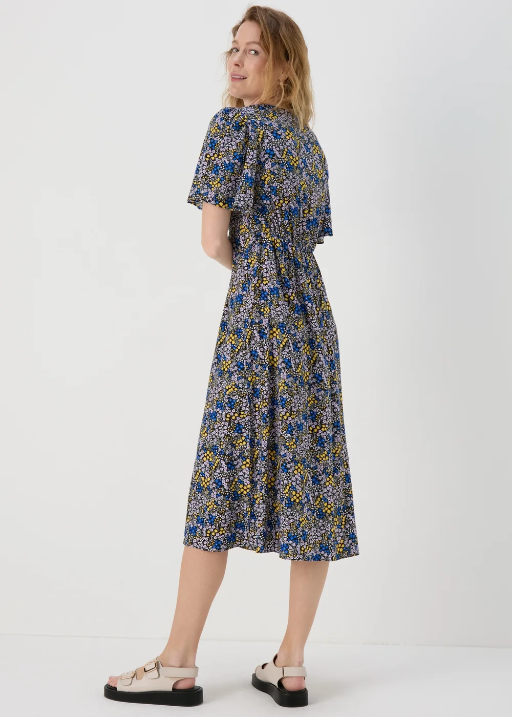 Multicolour Ditsy Viscose Midi Dress - 8 Image 2