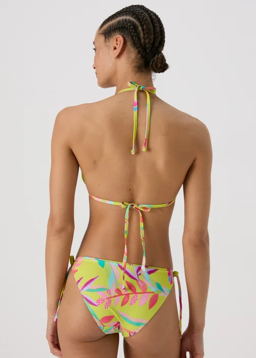 Multicolour Leaf Print Triangle Bikini Top - 6 Image 2