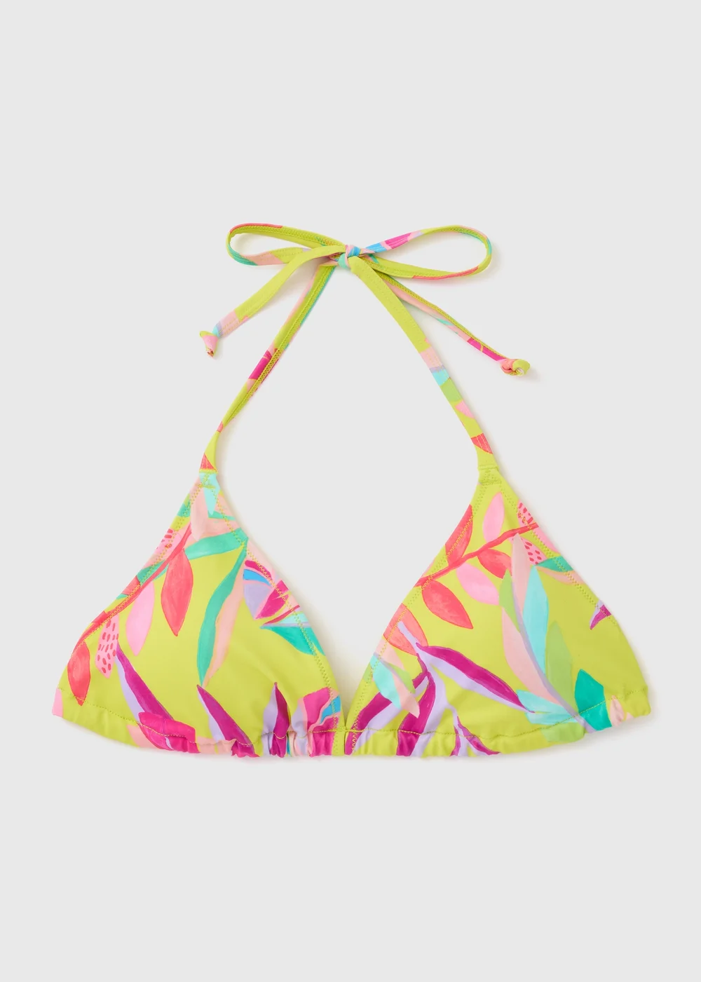 Multicolour Leaf Print Triangle Bikini Top - 6 Image 4
