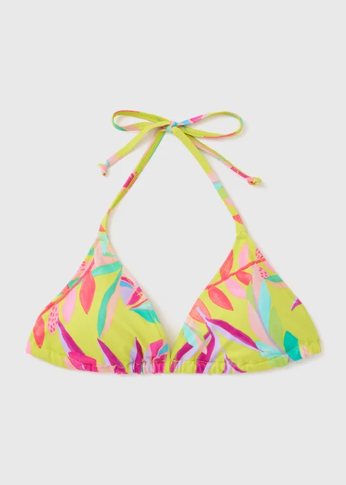 Multicolour Leaf Print Triangle Bikini Top - 6 Image 4