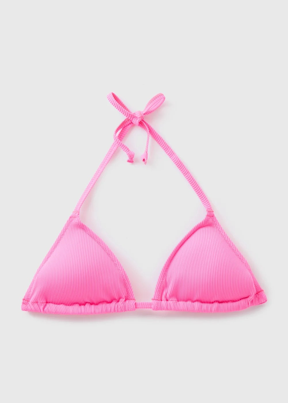 Pink Textured Triangle Bikini Top - 6 Image 4