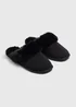 Black Fur Trim Mule Slippers - Small Image 1