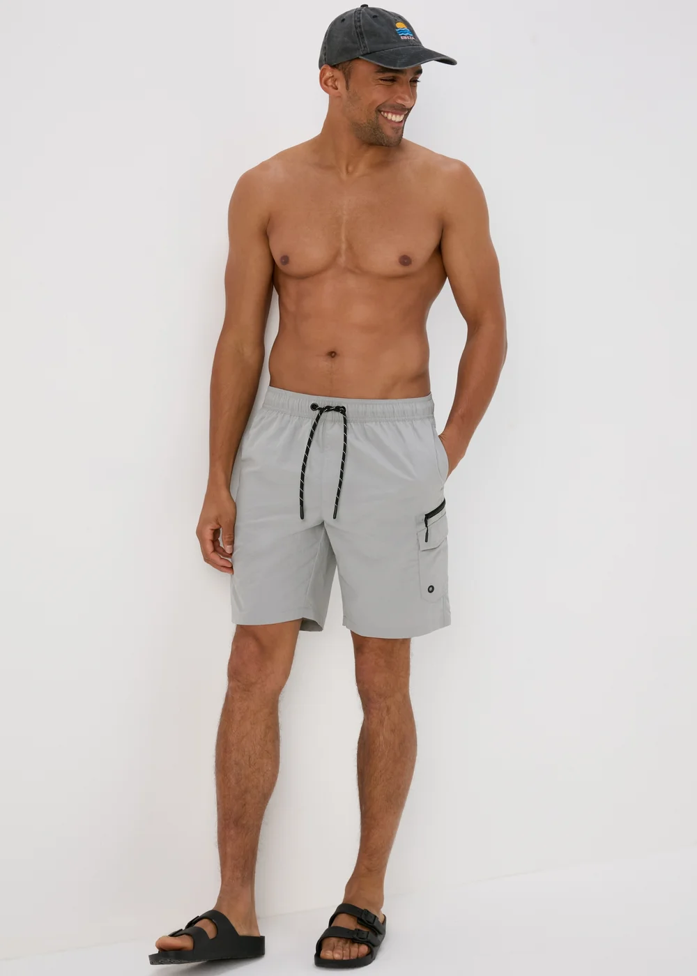 Grey Cargo Swim Shorts - S Image 1