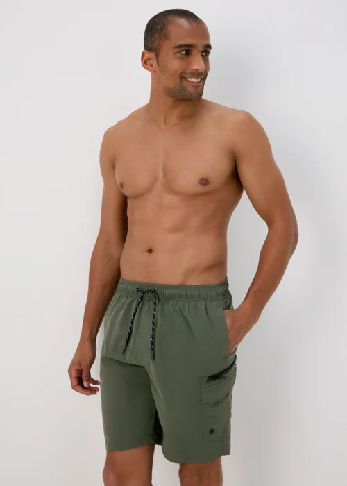 Khaki Cargo Swim Shorts - S Image 3