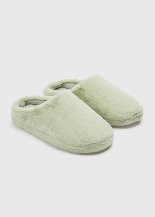 Green Solid Mule Slippers - Small Image 1