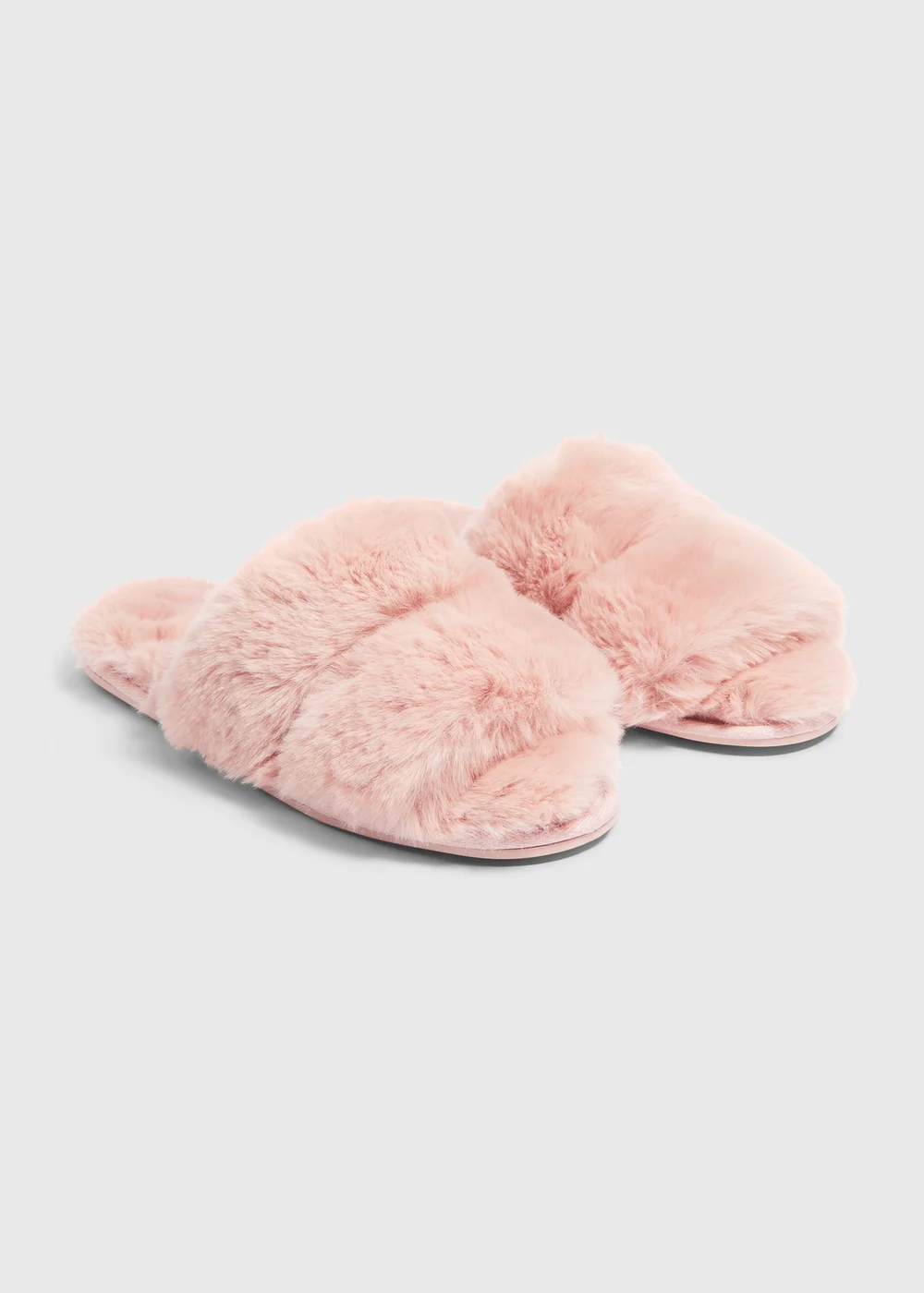 Pink Double Strap Fur Sliders - Small Image 1