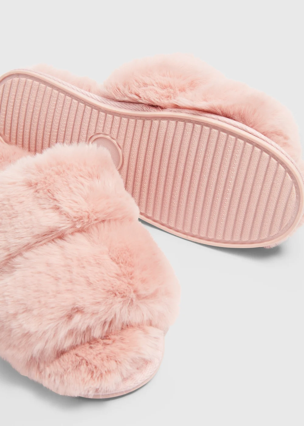 Pink Double Strap Fur Sliders - Small Image 2