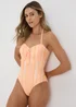 Orange Jacquard Tie Front Swimsuit - Size 6 Image 1