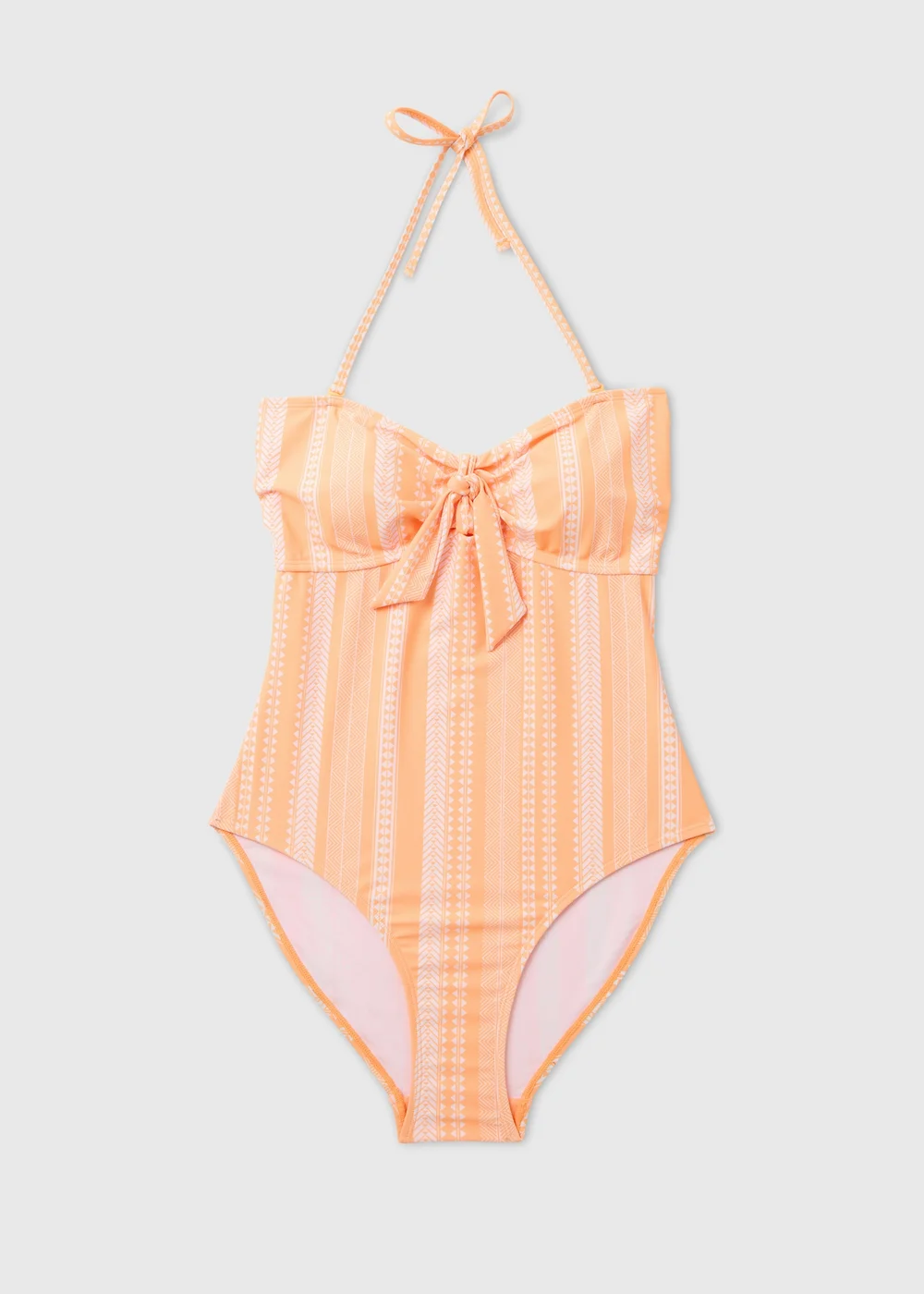 Orange Jacquard Tie Front Swimsuit - Size 6 Image 4