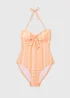 Orange Jacquard Tie Front Swimsuit - Size 6 Image 4