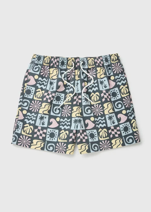 Tile Print Swimshorts - Small Image 1